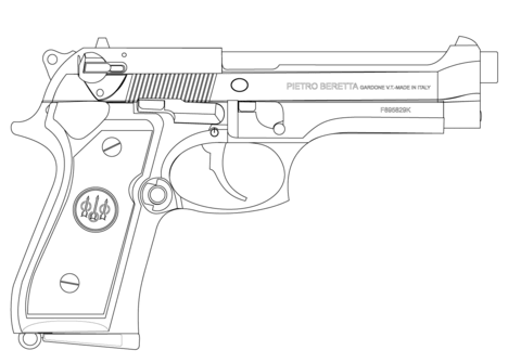 Beretta Pistol Coloring Page